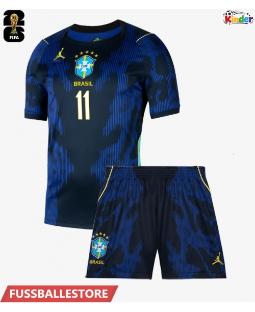 Günstige Brasilien Raphinha Belloli #11 Auswärts Trikotsatzt Kinder WM 2026 Kurzarm (+ Kurze Hosen)